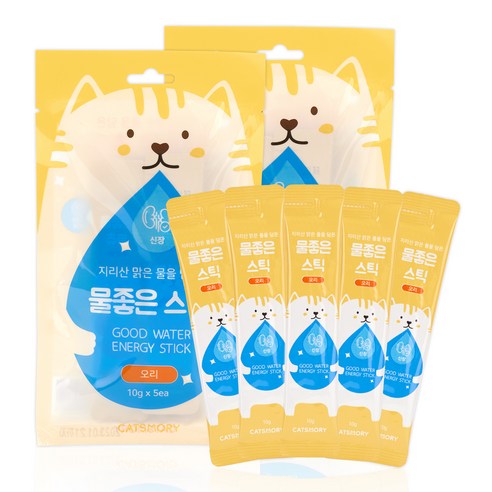 캣츠모리 고양이 물 좋은 스틱 신장 케어 간식 5p, 오리, 50g, 2개
