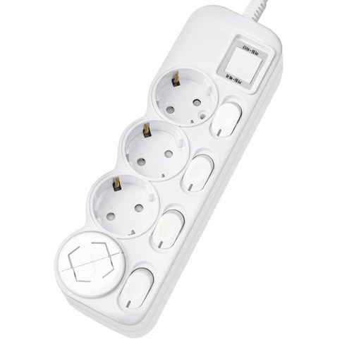에코파워탭 국내 제조 LED 개별 과부하차단 멀티탭 4구 EPM-L304SS + 안전커버, 4m, 화이트, 1개