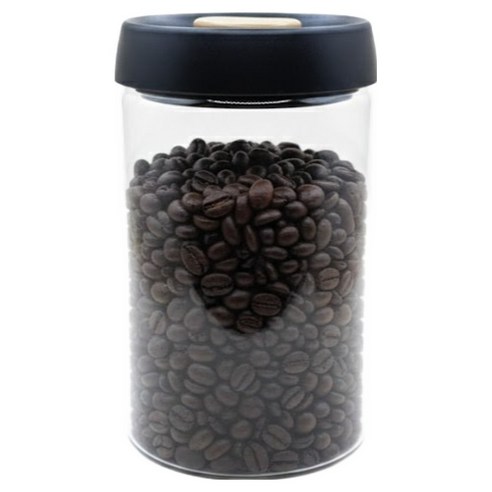유N아이 유리 진공 밀폐 용기 1200ml, 투명(용기), 블랙(캡), 1개
