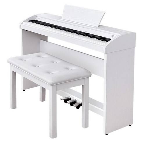 뮤디스 디지털피아노 88건반 MU-8H Plus 3페달형 + 2인용 의자 세트, 1세트, 화이트