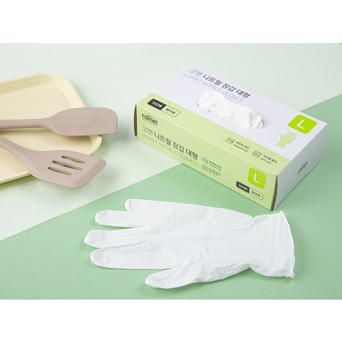 코멧 니트릴장갑 화이트 이미지 2