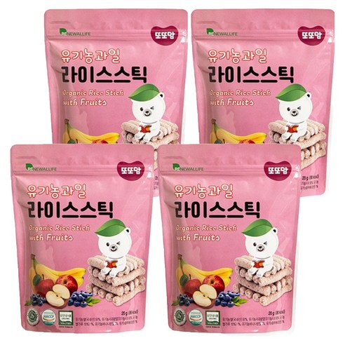 또또맘 유기농 라이스스틱, 과일, 20g, 4개