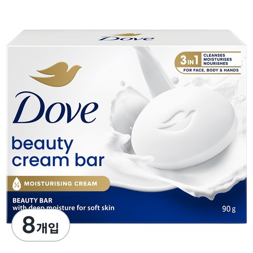 도브 뷰티 크림 바 비누, 90g, 8개입