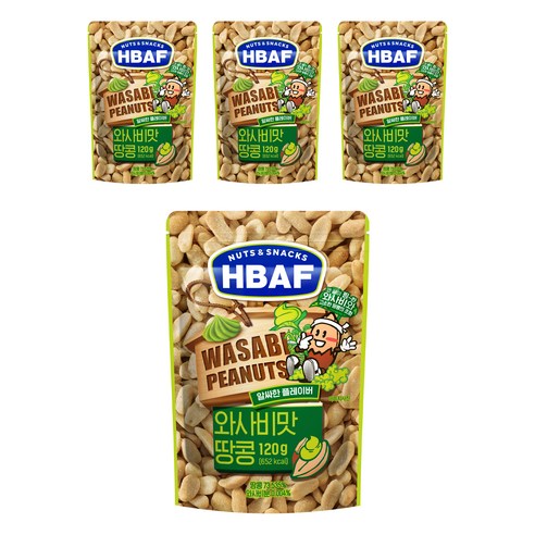 바프 넛츠 앤 스낵스 와사비맛 땅콩, 120g, 4개 120g, 4개