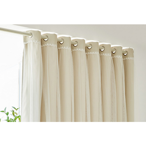 [모던하우스] ON마리 이중레이스 암막커튼 2장세트 후기 분석 - 침실 연출 컷