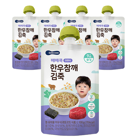 베베쿡 한우 참깨 김죽 실온이유식 후기, 5개, 100g