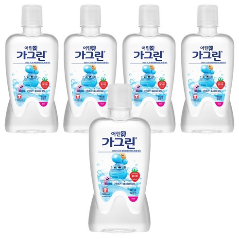가그린 어린이용 구강세정제 딸기향 랜덤발송, 380ml, 5개