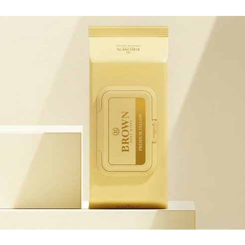 브라운 프리미엄 옐로우 아기물티슈 캡형 후기 분석 - 캡 개봉 및 사용 편의성