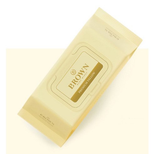 브라운 프리미엄 옐로우 아기물티슈 캡형 후기 분석 - 엠보싱 원단 디테일 컷