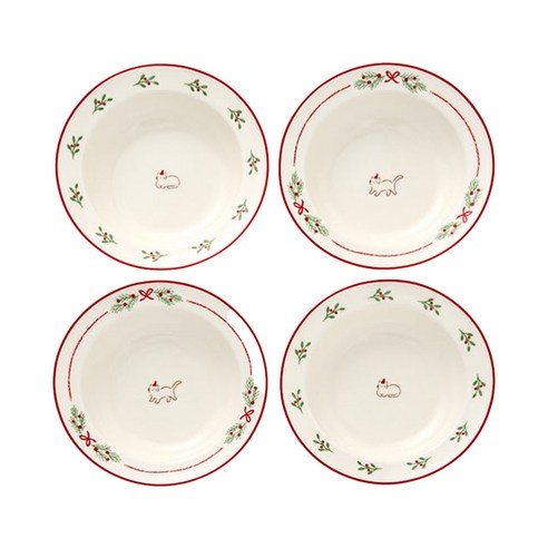 모던하우스 ON L 뚱냥이 산타애옹 앞접시 4p 세트 D15