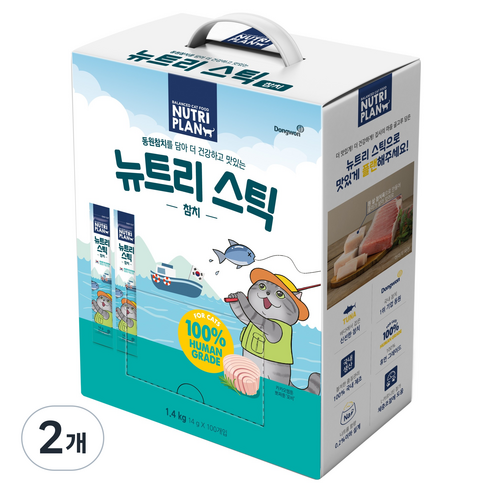 동원뉴트리플랜 고양이 뉴트리 스틱 100p, 참치맛, 1.4kg, 2개