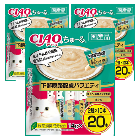 챠오츄르 고양이 짜먹는 간식, 하부요로케어 버라이어티, 14g, 60개
