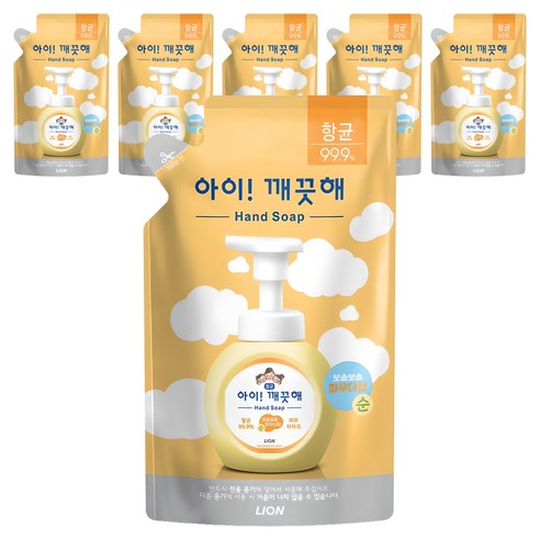 아이깨끗해 향균 폼 핸드솝 순 파우더향 리필용, 200ml, 6개