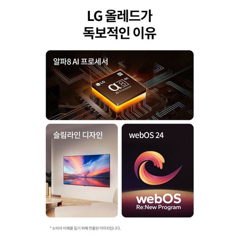 LG OLED TV의 슬림한 측면 디자인