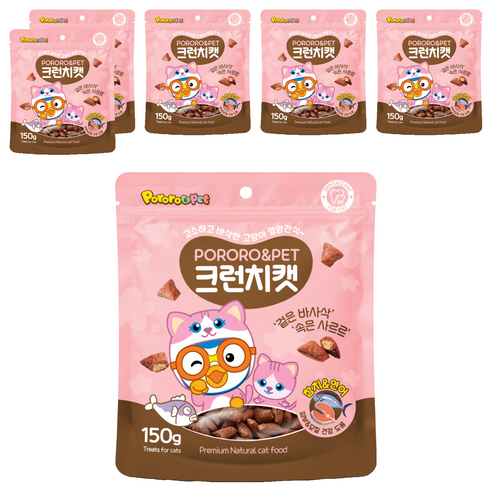 뽀로로펫 크런치캣 간식 혼합맛(참치/연어) × 150g × 6개, 혼합맛(참치/연어) × 150g × 6개 섬네일