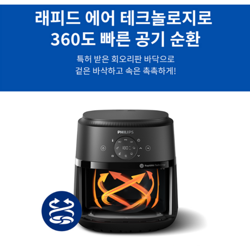필립스 2000 시리즈 에어프라이어 4.2L 후기 분석 - 측면 디자인 및 사이즈