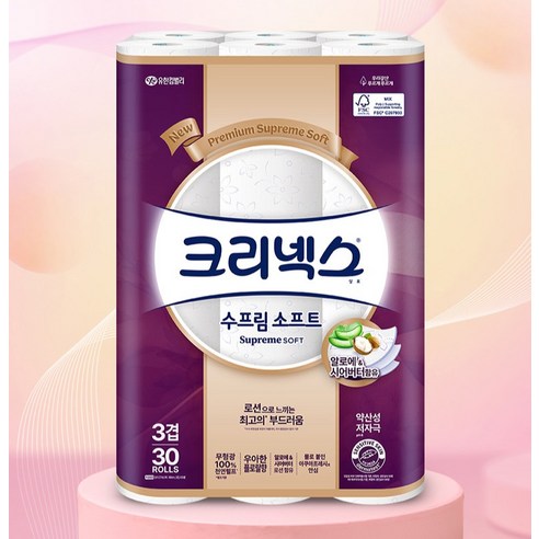 크리넥스 수프림 소프트 천연펄프 3겹 화장지 이미지 3