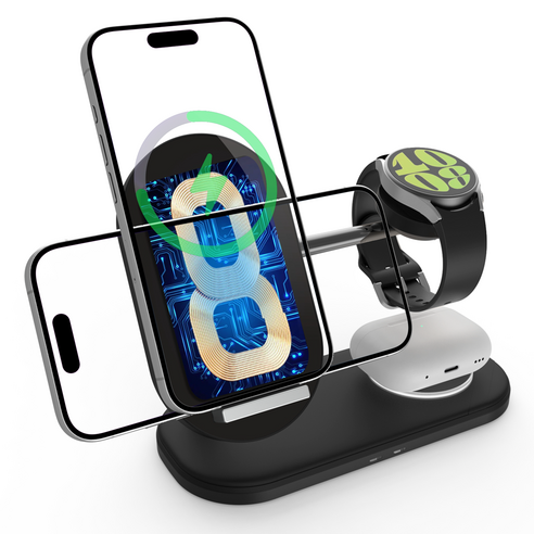 바우아토 맥브리즈 3in1 듀얼 코일 고속 무선충전기 거치대 갤럭시 호환 미드나잇블랙 1개 이미지 2