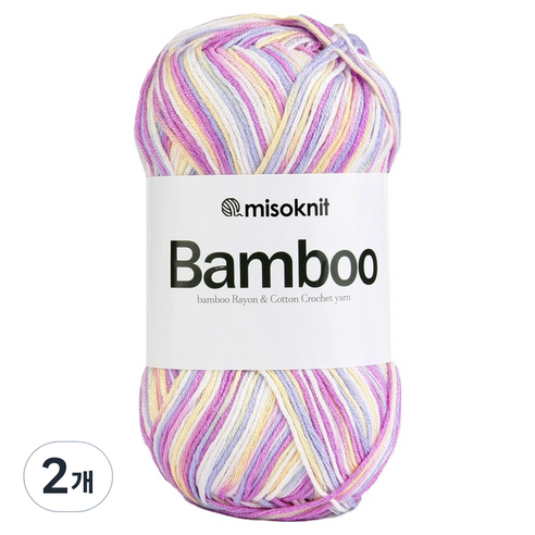 미소털실 부드러운 레이온 뜨개 밤부실 50g, 2개, 35 파스텔믹스