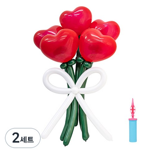 인블룸 DIY 풍선 꽃다발 만들기 세트, 레드하트, 2세트