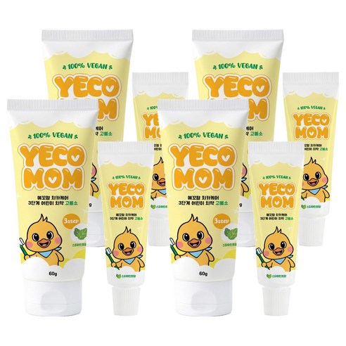 예꼬맘 치카케어 3단계 60g + 소형치약 15g 스피아민트향, 4세트