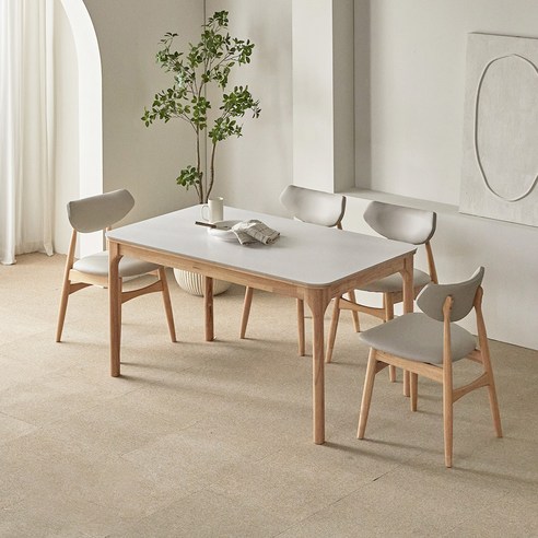 파로마 채튼B 통세라믹 원목식탁 + 의자세트 4인 방문설치