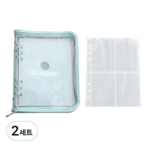 투데이리빙 포카 바인더 6공 + 4칸 양면 속지 A5 30p 세트 R99910, 파스텔블루(R99910X), 2세트