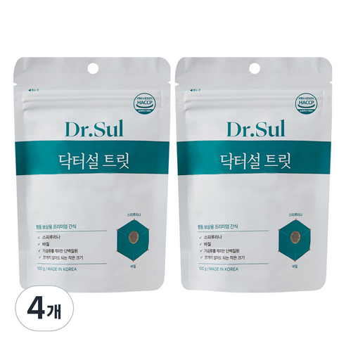 닥터설 반려동물 핏펫 트릿 스피루리나 교육용 간식, 덴탈, 100g, 4개