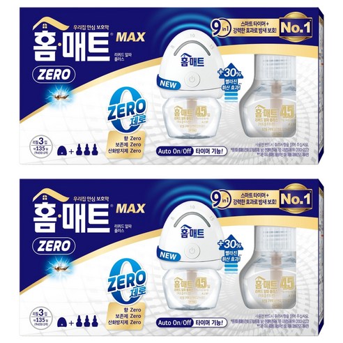 홈매트 맥스 제로 리퀴드 훈증기 살충제 + 리필 29ml x 3p 세트, 2세트