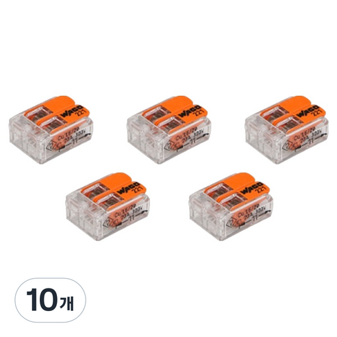 와고 단선 연선 겸용 고용량 32A 래버타입 푸쉬콘넥타 2p Simple 주황색 0.2~4mm 호환, 10개