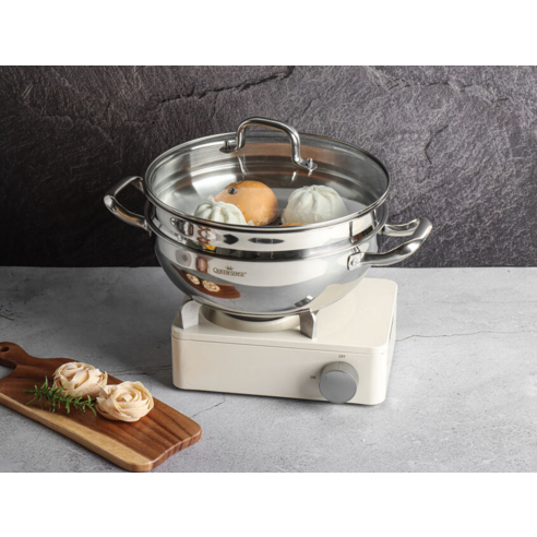 퀸센스 올스텐 인덕션 2단 찜기 후기 분석 - 측면 높이 상세