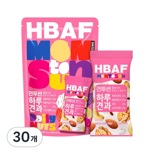 바프 먼투썬 하루견과 핑크, 20g, 30개