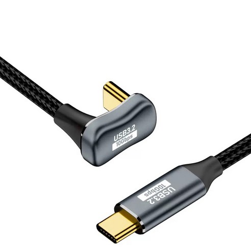 Ytek C타입-C타입 USB 3.2 Gen2 180도 U자형 10Gbps 4K 60Hz 영상출력 100W PD 초고속 충전 케이블, 블랙, 1개, 150cm