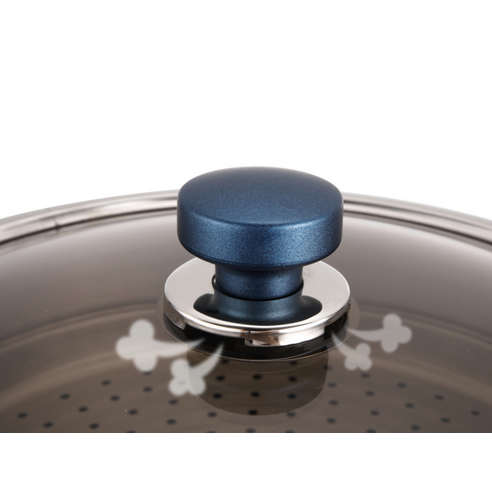 해피콜 클래식 다이아몬드 블루 파티웍 + 뚜껑 + 찜기, 28cm, 1세트 후기 분석 - 바닥면 열전도 설계