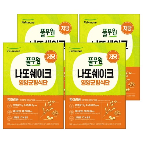 풀무원 나또 쉐이크 병아리콩 7p, 4개, 280g