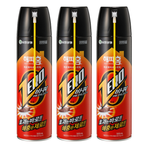 해피홈 제로에어로솔 파워 바퀴용, 500ml, 3개