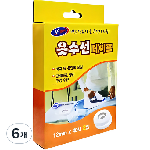 Vtech 옷수선 매직테이프 12mm x 40m 2p, 6개