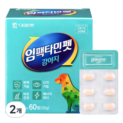 대웅펫 강아지 임팩타민 영양제, 60정, 종합영양제, 2개