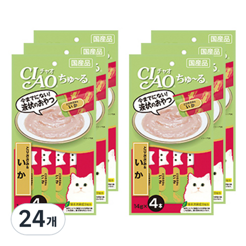 챠오츄르 고양이 짜먹는 간식, 혼합맛(닭가슴살/오징어), 14g, 96개