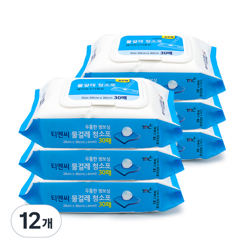 티엔씨 물걸레 청소포 30매, 12개