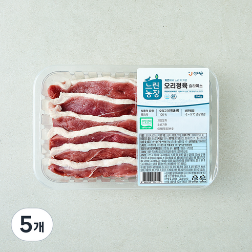 느린농장 무항생제 인증 정다운 오리정육 슬라이스 (냉장), 500g, 5개