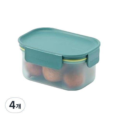 락앤락 프레쉬 프로텍트 밀폐용기 그린, 4개, 385ml