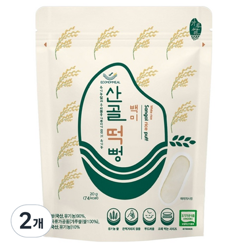 에코맘의산골이유식 산골떡뻥, 백미맛, 20g, 2개