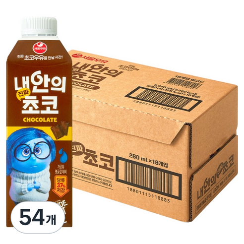서울우유 내안의 진짜 초코, 280ml, 54개