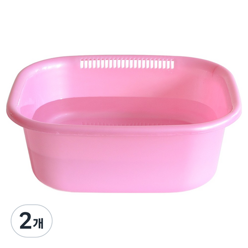 장수리빙 탄탄한 컬러 설거지통, 2개, 핑크