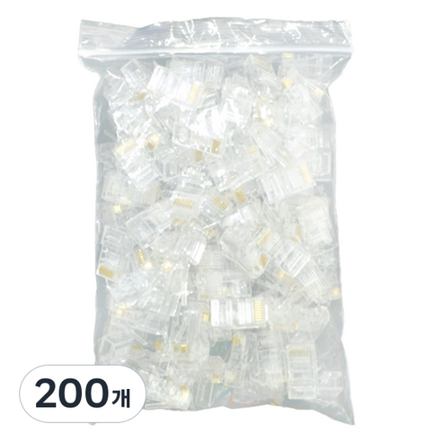 엠비에프 CAT.5E UTP RJ-45 커넥터 MBF-RJ45, 투명, 200개, 2.2cm