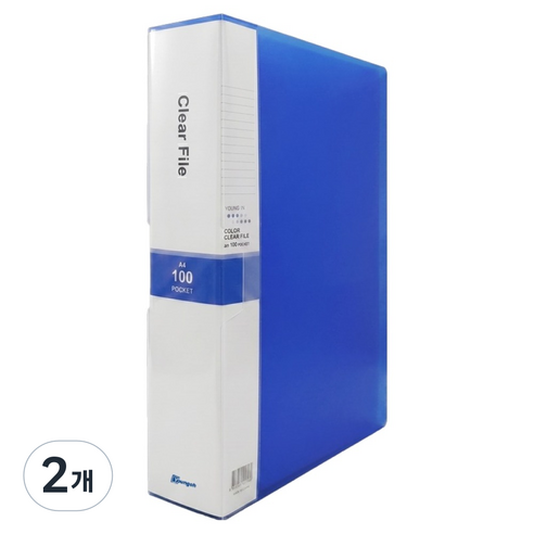 영오 금속 장식타입 클리어파일 100p, 청색, 2개