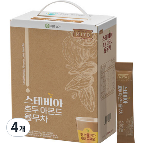 MITO 스테비아 호두 아몬드 율무차, 18g, 50개입, 4개