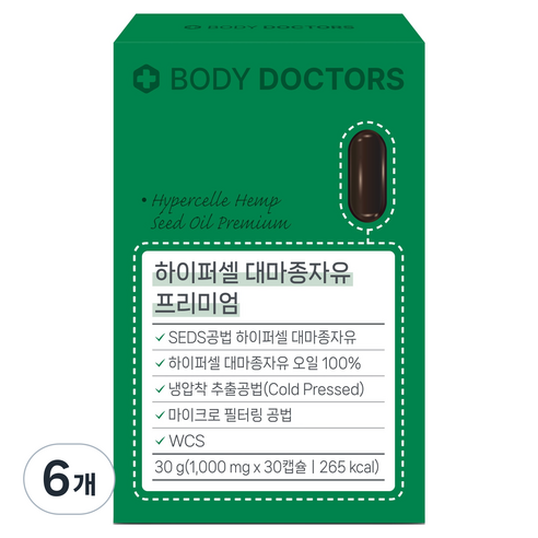 바디닥터스 하이퍼셀 대마종자유 프리미엄 30g, 6개, 30정