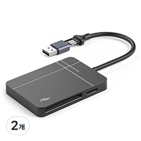 랜스타 SD카드 블랙박스 스마트폰 태블릿 멀티 메모리 CF카드 리더기, 블랙, 2개, LS-UHS2SR